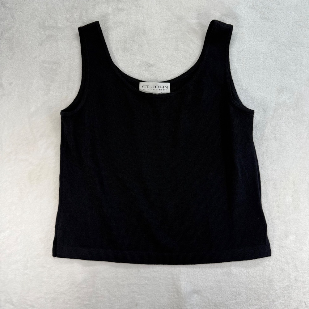 St. John Collection Tank Top Knit Sleeveless Wool Blend Navy Size P